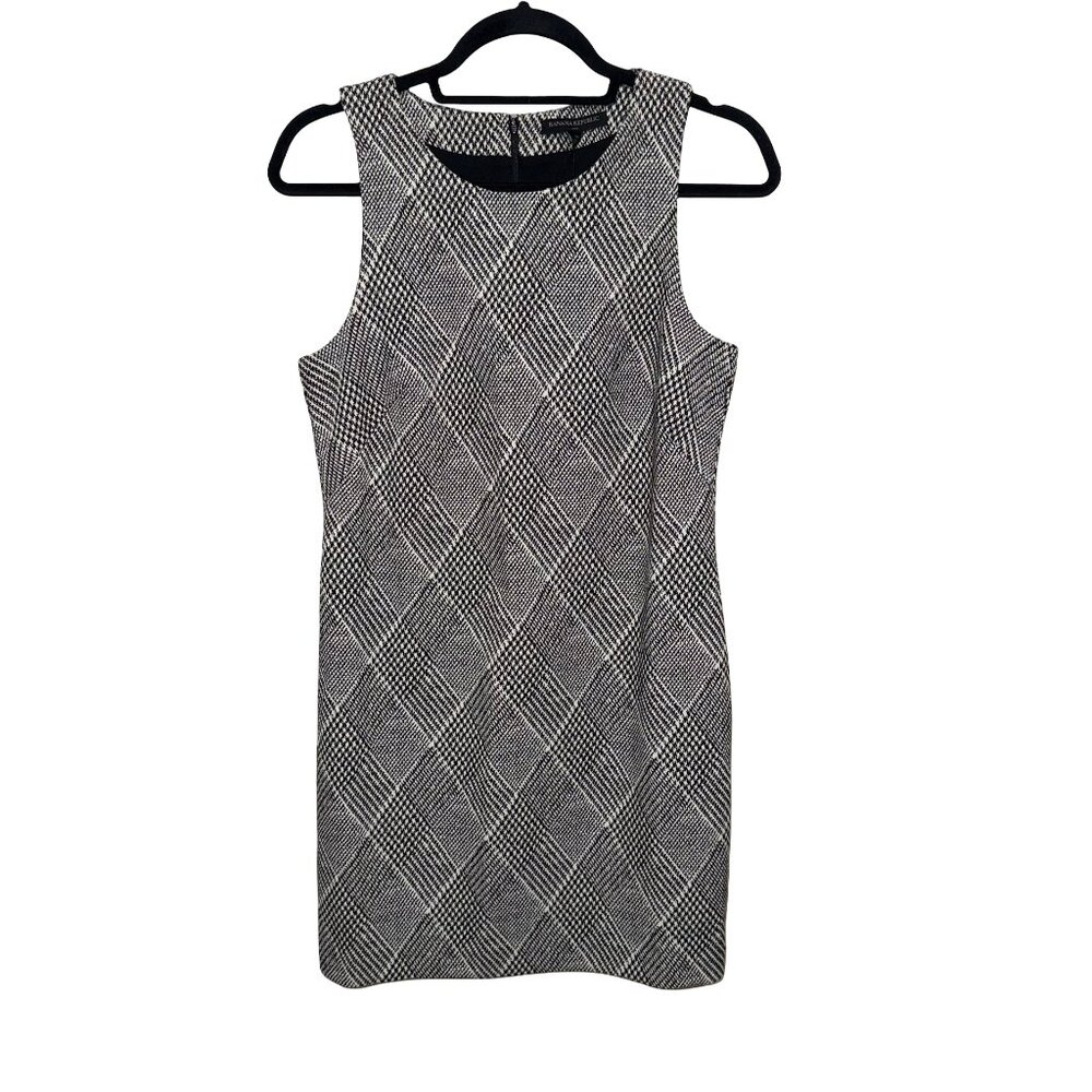 Banana Republic Black/White Sleeveless Houndstooth Shift Dress Sz 4P NWT